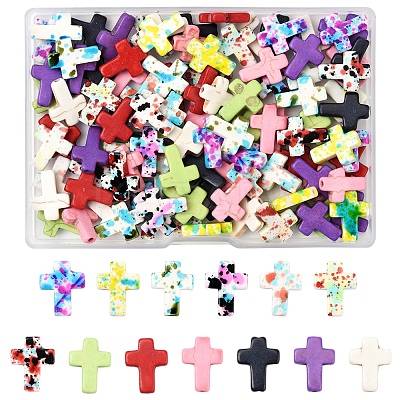 120Pcs 13 Colors Dyed Synthetic Turquoise Beads Sets G-FS0005-84-1