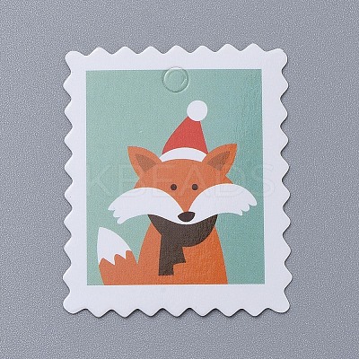 Fox Pattern Christmas Kraft Paper Tags LS-CDIS-E010-02C-1