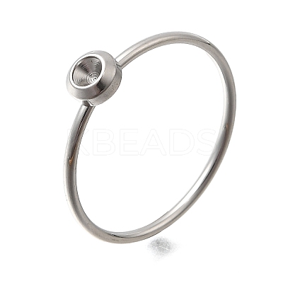 304 Stainless Steel Finger Ring Rhinestone Settings STAS-H237-01C-P-1