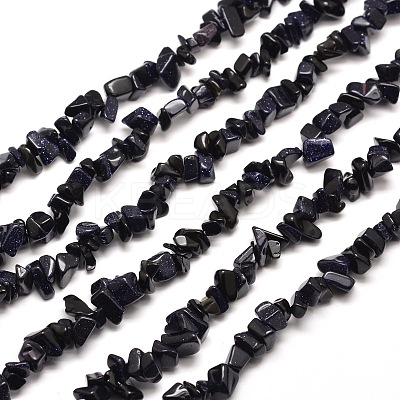 Synthetic  Blue Goldstone Chip Bead Strands X-G-M205-41-1
