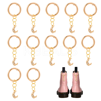 Alloy Cubic Zirconia Crescent Moon Shoe Charms PALLOY-AB00006-1