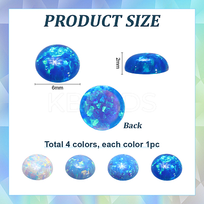 4Pcs 4 Colors Resin Imitation Opal Cabochons RESI-PH0002-71-1
