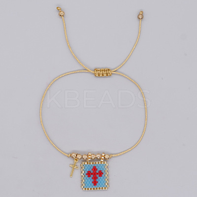 Bohemian Style Glass Seed Bead & 304 Stainless Steel Charm Bracelets BY1855-9-1