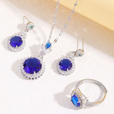 Flat Round Brass Micro Pave Cubic Zirconia Stud Dangle Earrings & Pendant Necklaces & Rings FS-WG5AAF4-04-1