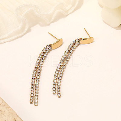 Stylish 304 Stainless Steel Zircon Tassel Earrings for Mother's Day LS-VH5139-1