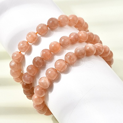 8MM Natural Sunstone Round Beaded Stretch Bracelets for Women GG-CBA3F02-11A-1
