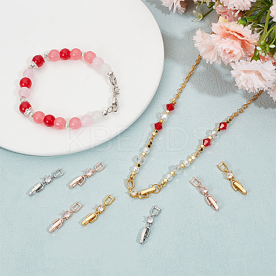 9Pcs 3 Colors Brass with Cubic Zirconia Fold Over Clasps ZIRC-BBC0002-68-1