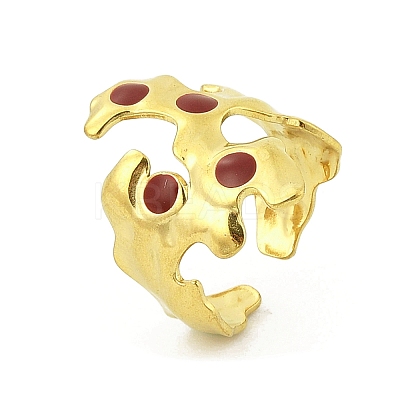 Irregular 304 Stainless Steel Enamel Wide Open Cuff Rings for Women RJEW-G338-12G-01-1