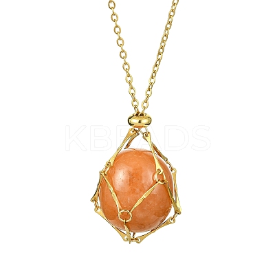 Crystal Cage Holder Necklace NJEW-JN04606-01-1