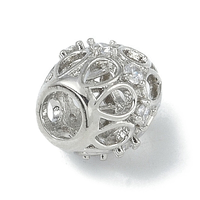 Rack Plating Brass Micro Pave Clear Cubic Zirconia Beads KK-A220-13P-1