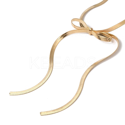 Bowknot Alloy Snake Chain Anklets AJEW-G059-04G-1