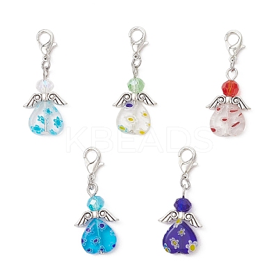 Electroplate Glass & Handmade Millefiori Lampwork Pendants Decorations HJEW-JM03600-02-1