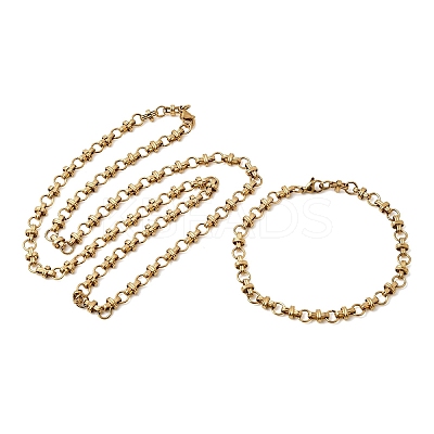 304 Stainless Steel Link Chain Bracelet & Necklace Jewelry Sets SJEW-L199-12G-1