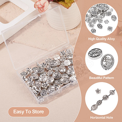 80Pcs 8 Styles Tibetan Style Alloy Beads TIBEB-TA0001-31-1
