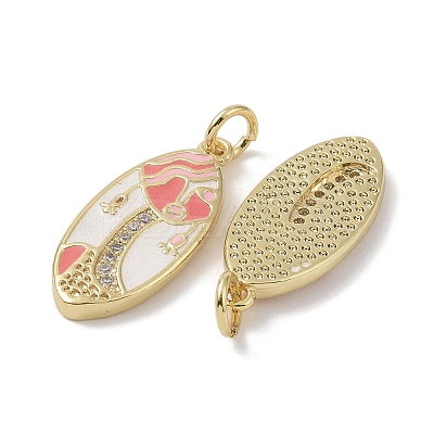 Real 18K Gold Plated Brass Micro Pave Cubic Zirconia Pendants KK-L209-066G-02-1