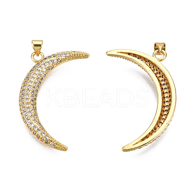 Brass Micro Pave Clear Cubic Zirconia Pendants KK-N227-140LG-1