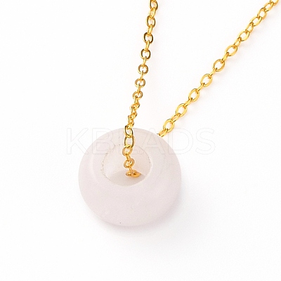 Rondelle Natural Rose Quartz Pendant Necklaces NJEW-JN03237-02-1