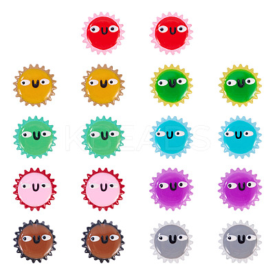18Pcs 9 Colors Fuuny Painted Glass Beads Enamel Beads LAMP-TA0001-93-1