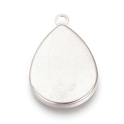 Tarnish Resistant 201 Stainless Steel Pendant Cabochon Settings STAS-S057-34-1