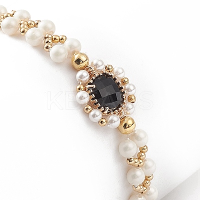 Glass & Shell Pearl Bead Bracele BJEW-TA00180-03-1