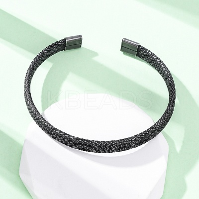 316 Surgical Stainless Steel Cuff Bangles for Men BJEW-P319-05B-B-1