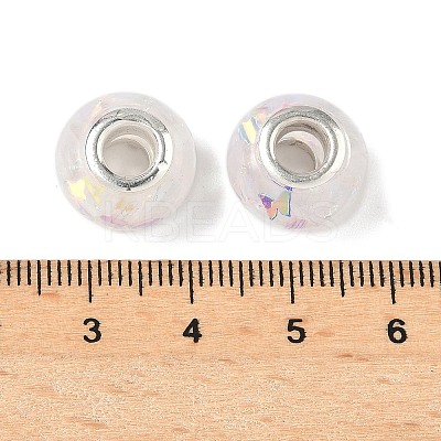 Transparent Resin Rondelle European Beads RESI-S023-01-1