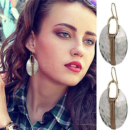 Oval Alloy Dangle Earrings FS-WG1DD9E-01-1