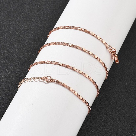 Brass Link Chain Necklaces for Women NJEW-D302-17RG-1
