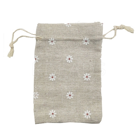 Printed Cotton Imitation Burlap Packing Pouches Drawstring Bags PW-WG7B662-19-1