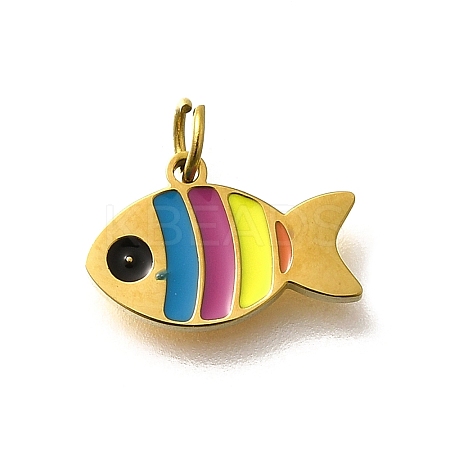 304 Stainless Steel Enamel Charms STAS-R153-07G-02-1