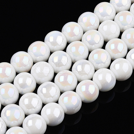 Electroplate Opaque Glass Beads Strands X-GLAA-T032-P8mm-AB02-1