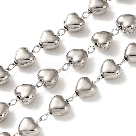 Brass Heart Link Chains KK-P351-01P-1