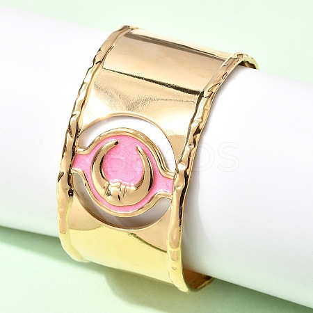 304 Stainless Steel Enamel Cuff Bangles for Women LS-BJEW-B166-02G-1