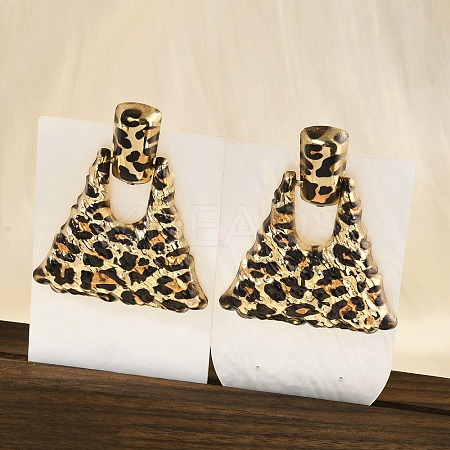 Leopard Print Alloy Dangle Stud Earrings LS-EJEW-K304-01D-G-1