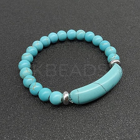 Synthetic Turquoise Bead Stretch Bracelets for Women Men MZ7269-10-1