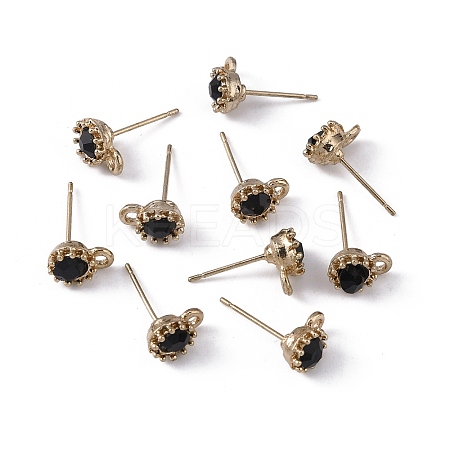 Zinc Alloy with Rhinestone Stud Earring Findings FIND-WH0126-36LG-02-1