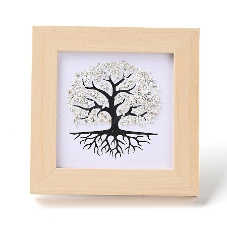 Tree of Life Natural Howlite Chips Picture Frame Stand DJEW-F021-02G-1