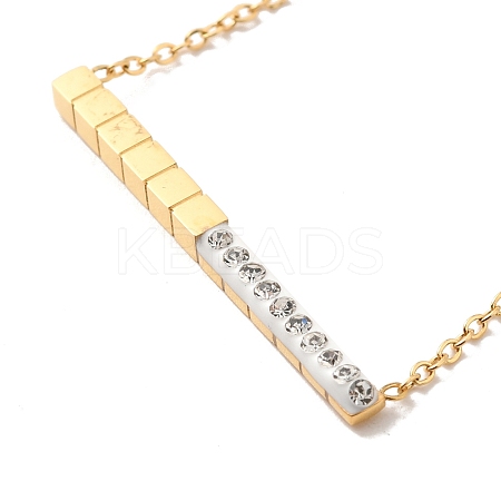 Ion Plating(IP) 304 Stainless Steel Rectangle Bar Pendant Necklaces NJEW-P290-01G-1