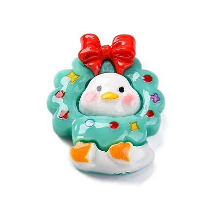 Christmas Duck Theme Opaque Resin Cabochons RESI-Q010-03B-1