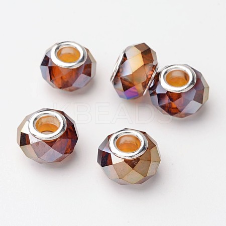 Faceted AB Color Glass European Beads Fit European Charm Bracelets X-GPDL-H006-4-1