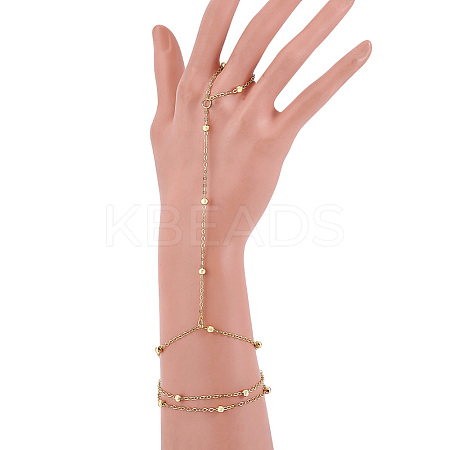 4Pcs Brass Satellite Chains Finger Ring Bracelets BJEW-HY0001-05G-1