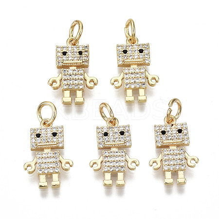 Brass Micro Pave Clear Cubic Zirconia Charms X-RJEW-T063-51G-NF-1