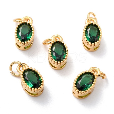 Real 18K Gold Plated Brass Inlaid Cubic Zirconia Charms ZIRC-L100-079G-05-1