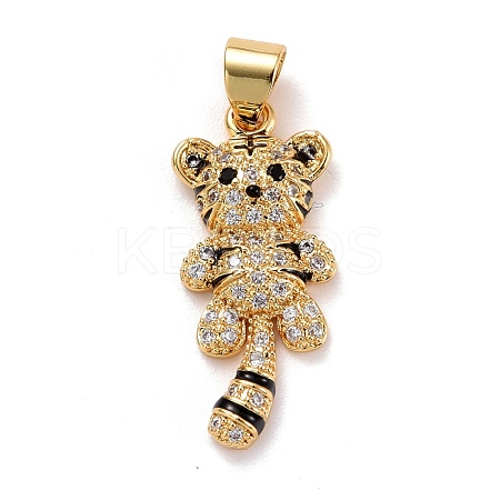 Brass Micro Pave Clear Cubic Zirconia Pendants ZIRC-E165-07G-1