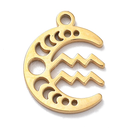 Real 18K Gold Plated 304 Stainless Steel Pendants STAS-R003-02G-03-1