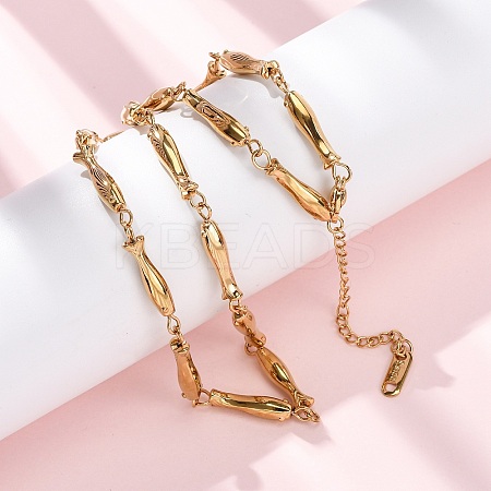 304 Stainless Steel Fish Link Chain Necklaces for Women NJEW-K299-01G-1