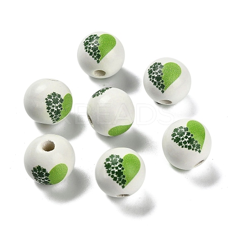 St. Patrick's Day Series Printed Schima Wood European Beads WOOD-V002-01E-1