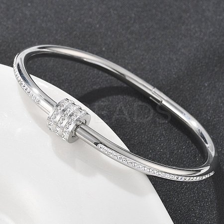 304 Stainless Steel Rhinestone Bangles for Women BJEW-Z092-04P-1