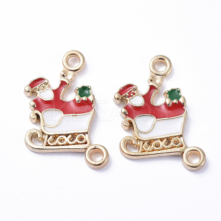 Golden Plated Alloy Enamel Pendants ENAM-D040-C05-G-1