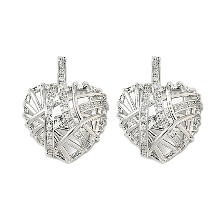 Brass Micro Pave Clear Cubic Zirconia Pendants X-KK-B139-01P-1